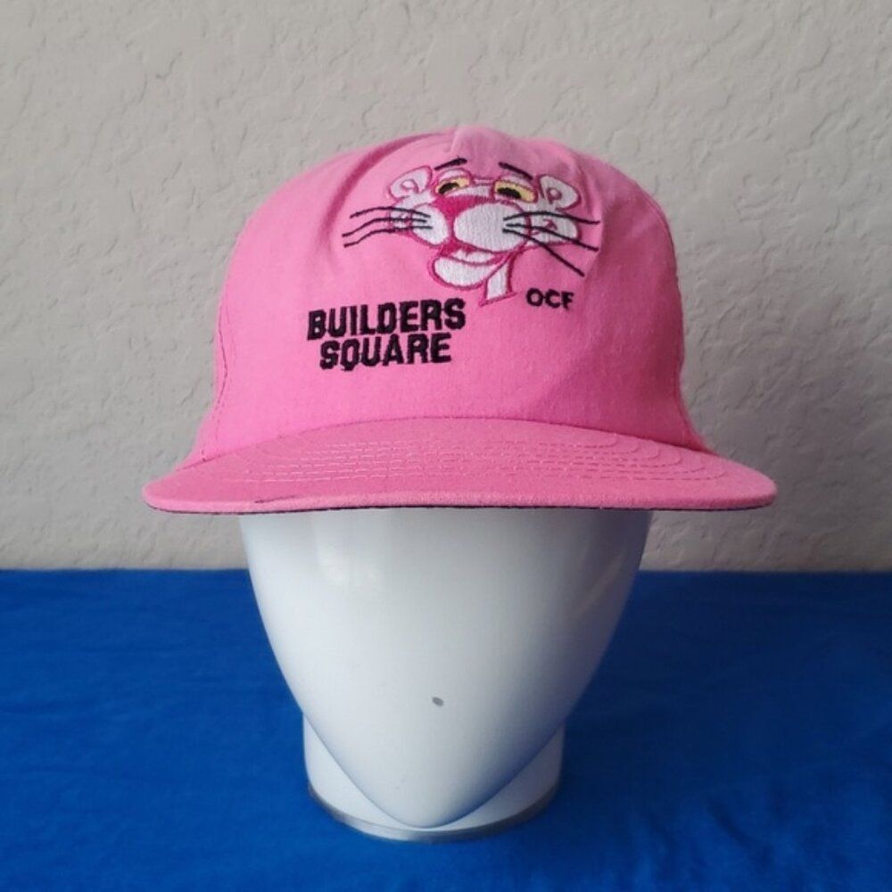 Vintage 90s Builders Square Pink Panther Snapback Hat Made in USA Stylemaster